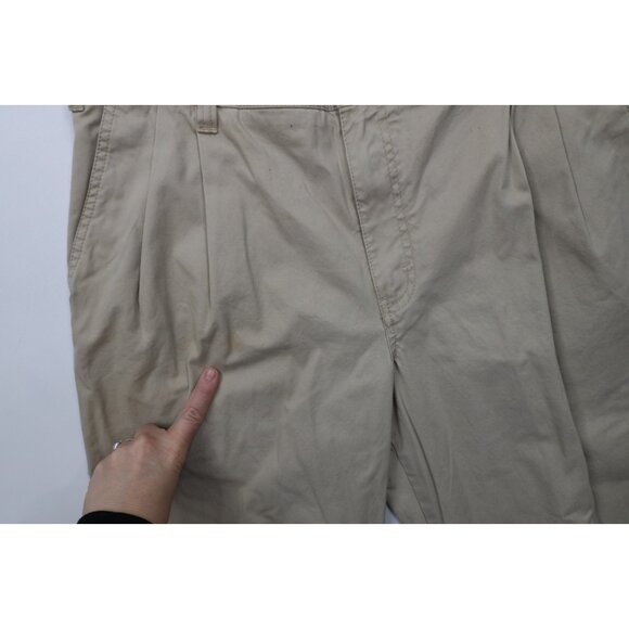 Deadstock Vtg Eddie Bauer Mens 36x32 Classic Fit Pleated Wide Leg Chino Pants - Picture 5 of 16